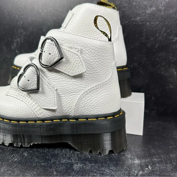 DOC DEVON HEART PEBBLED LEATHER PLATFORM BOOTS WOMENS SIZE 7 MILLED NAPPA - Picture 9 of 12